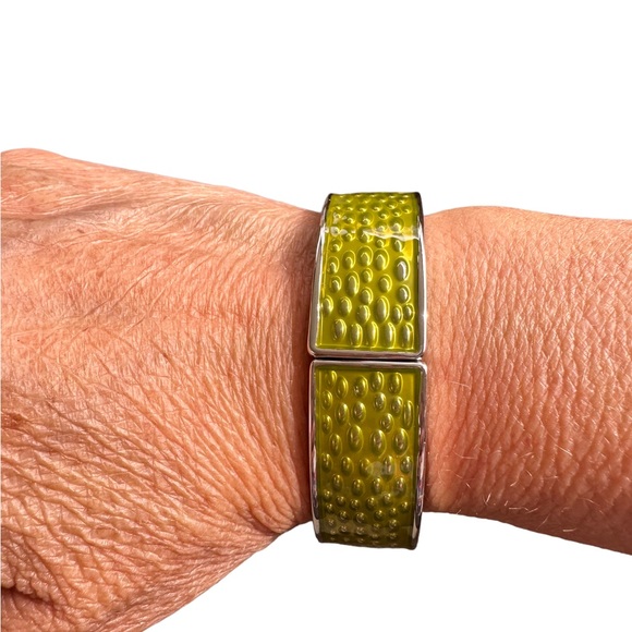 Lia Sophia Olive Green and Silver Stretch Bangle Bracelet - Picture 4 of 4